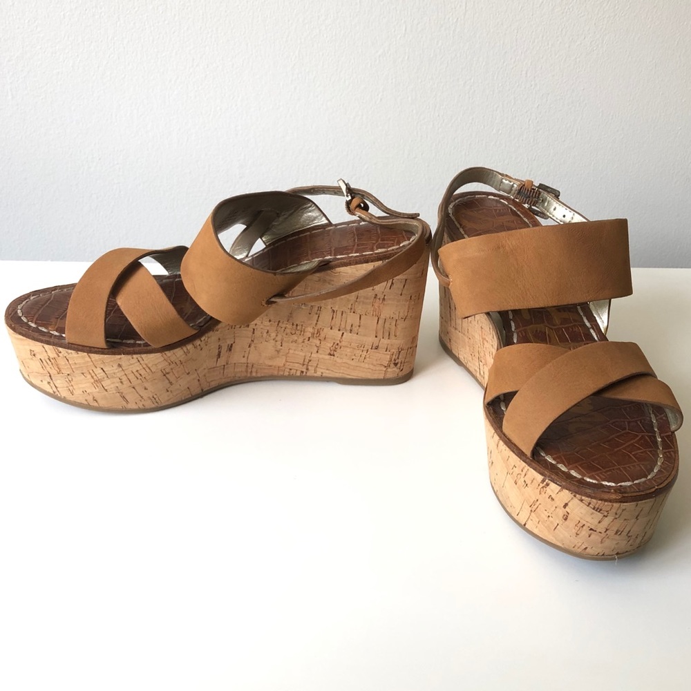 6.5 Beige Tan Sam Edelman 3 1/2”platform sandals